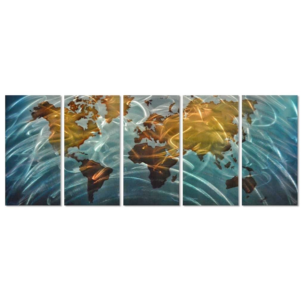 Modern Metal Wall Art - Abstract World Map Sculpture for Contemporary Home Décor | Perfect for Living Room, Bedroom & Office Decor