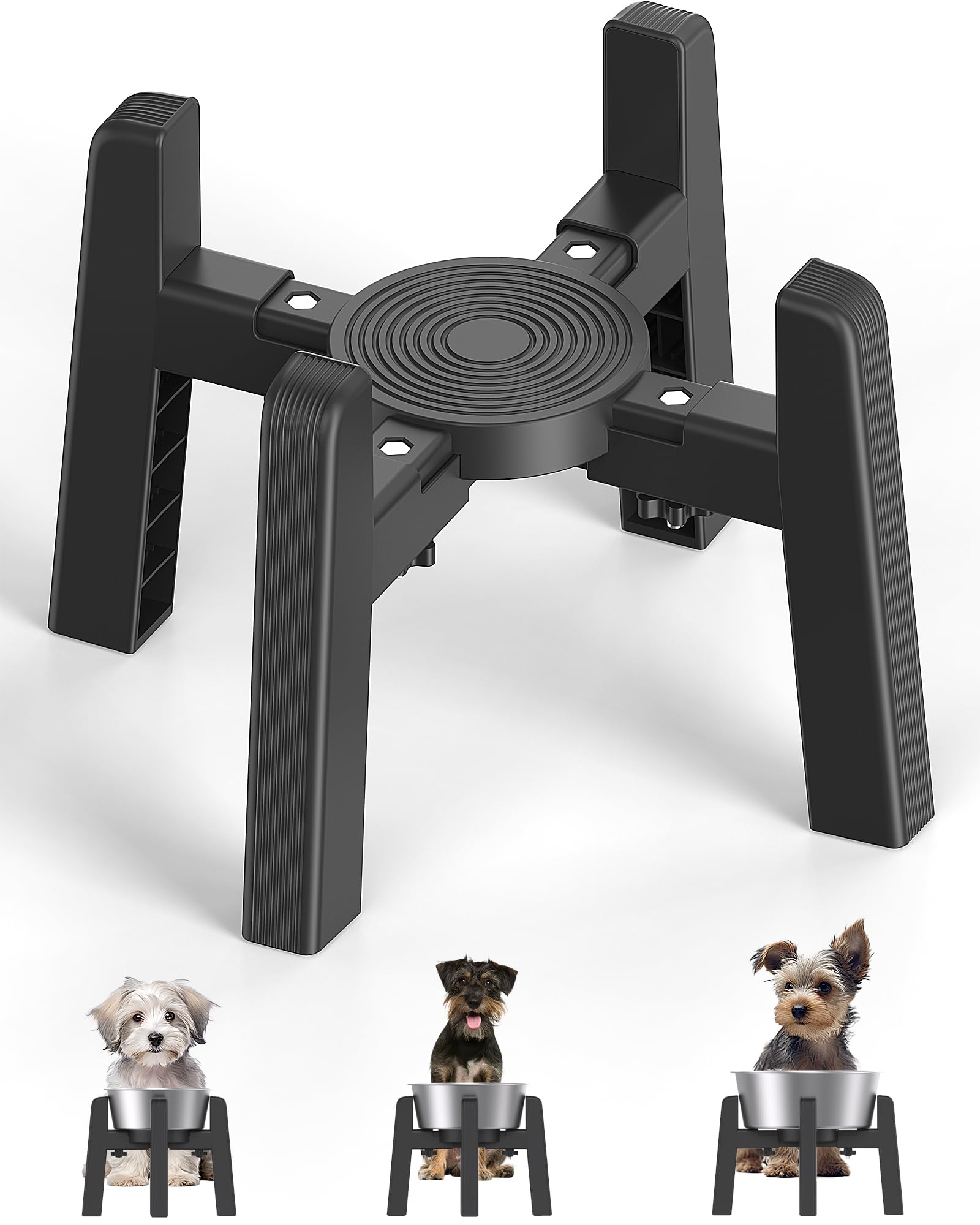 Adjustable Width CZPET Elevated Dog Bowl Stand - Anti-Slip Raised Pet Food & Water Feeder for Medium Dogs | Perfect for Kitchen, Living Room & Outdoor Use