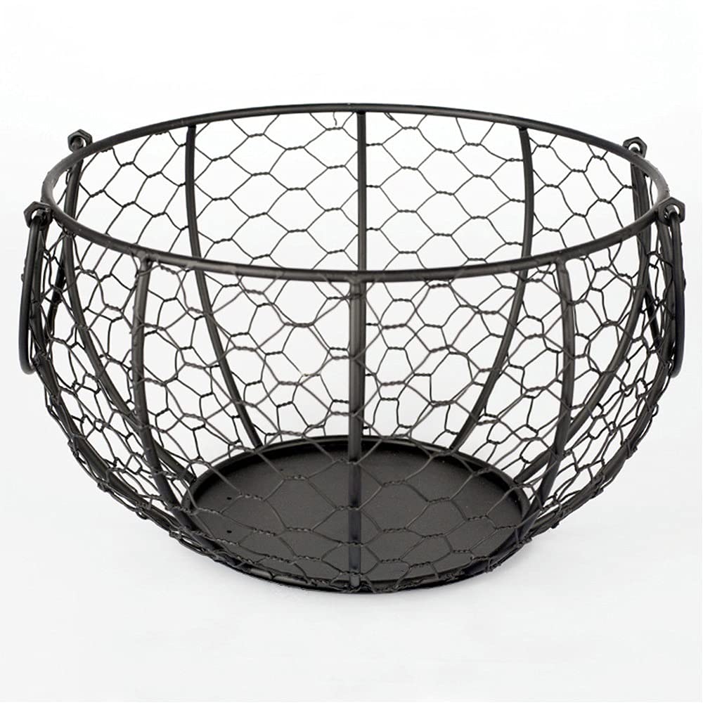 EEQEMG Metal Wire Egg Basket with Handles - Chicken Egg Holder & Fruit Organizer for Kitchen, Farmhouse - Perfect for Egg Storage, Farm Fresh Produce Display, and Rustic Home Decor