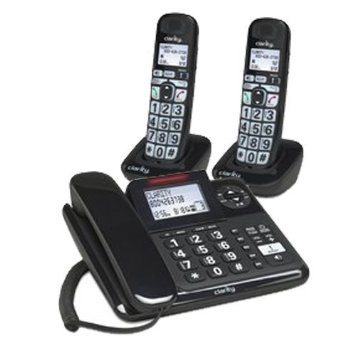 Clarity 53727.000 E814CC Amplified Telephone for Moderate Hearing Loss - Corded & Cordless Phone Combo with 2 E814HS Handsets - Loud & Clear Sound for Seniors & Hearing Impaired - Perfect for Home & Office Use