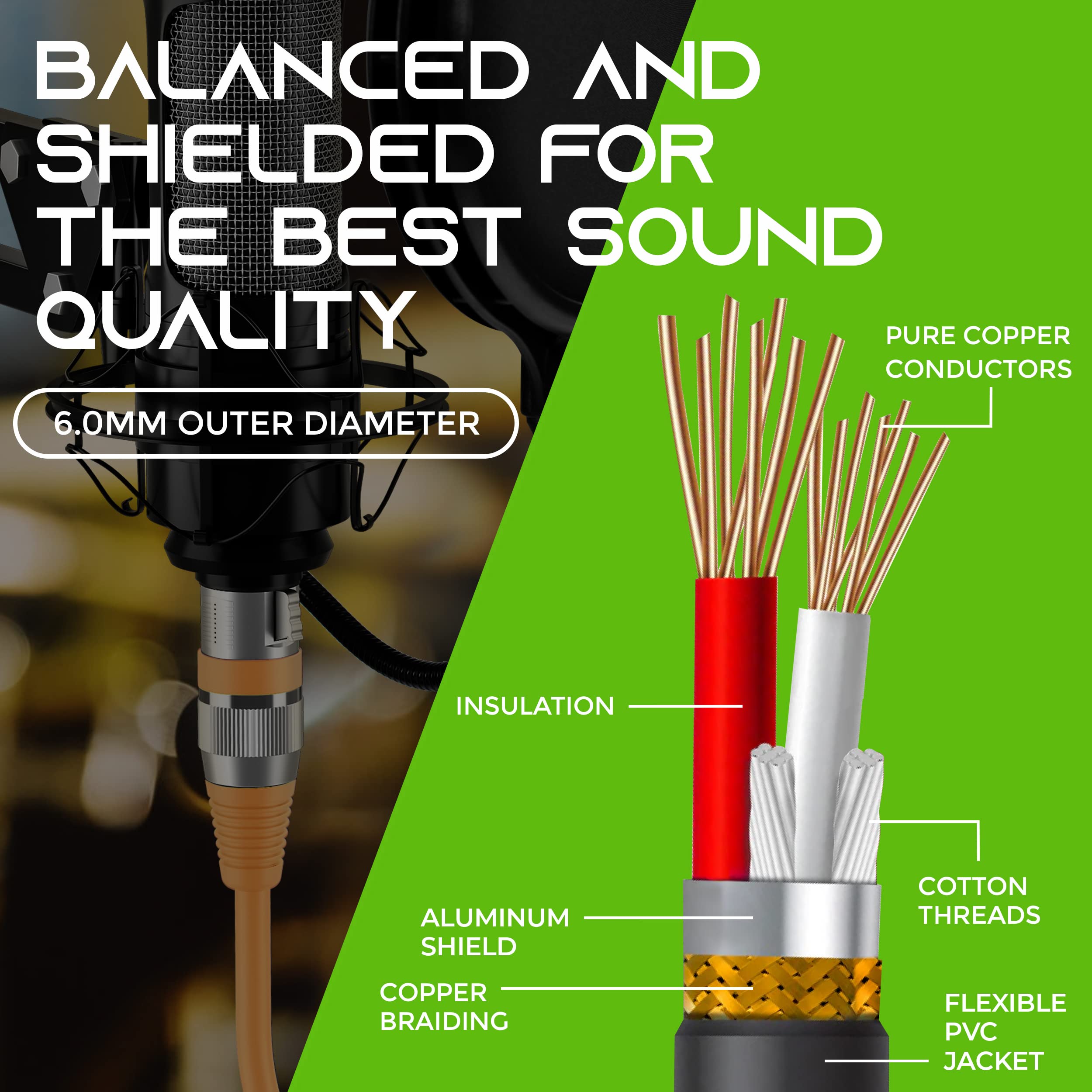 **GearIT 100ft XLR Male to Female Microphone Cable - 3-Pin Balanced Shielded Audio Cable for Studio, Podcast, Live Performance - Durable Orange XLR Cord for Mixers, Mics & Recording Equipment**    *(Perfect for professional audio setups, home studios, live events, and podcasting with noise-free clarity.)*