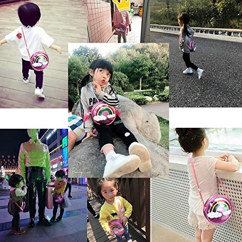 **Rainbow Crossbody Purse for Little Girls - Cute Princess Handbag with Rainbow Keychain for Toddlers & Kids | Perfect for Birthday Gifts, Dress-Up Play & Everyday Use**