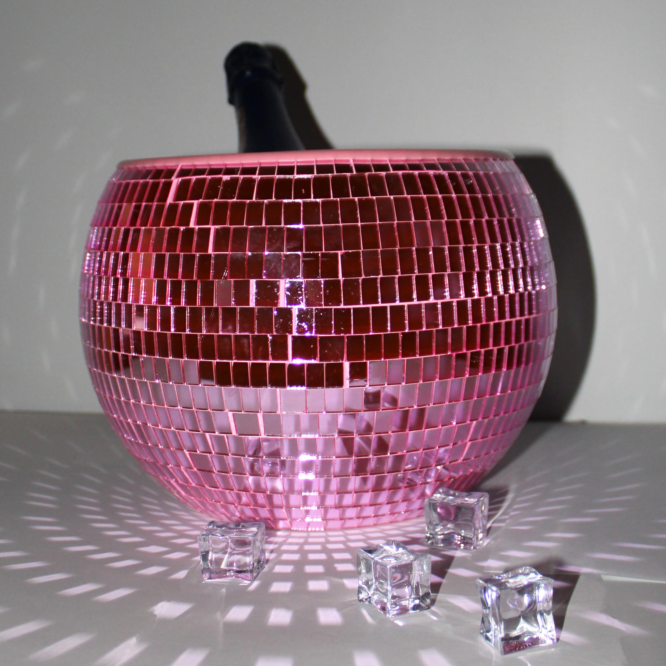 NPW Pink Disco Ball Ice Bucket - Sparkling Champagne Cooler for Bachelorette Parties, Birthday Decor & Wedding Showers | Perfect for Disco-Themed Events, Girls Night Out & Glamorous Celebrations