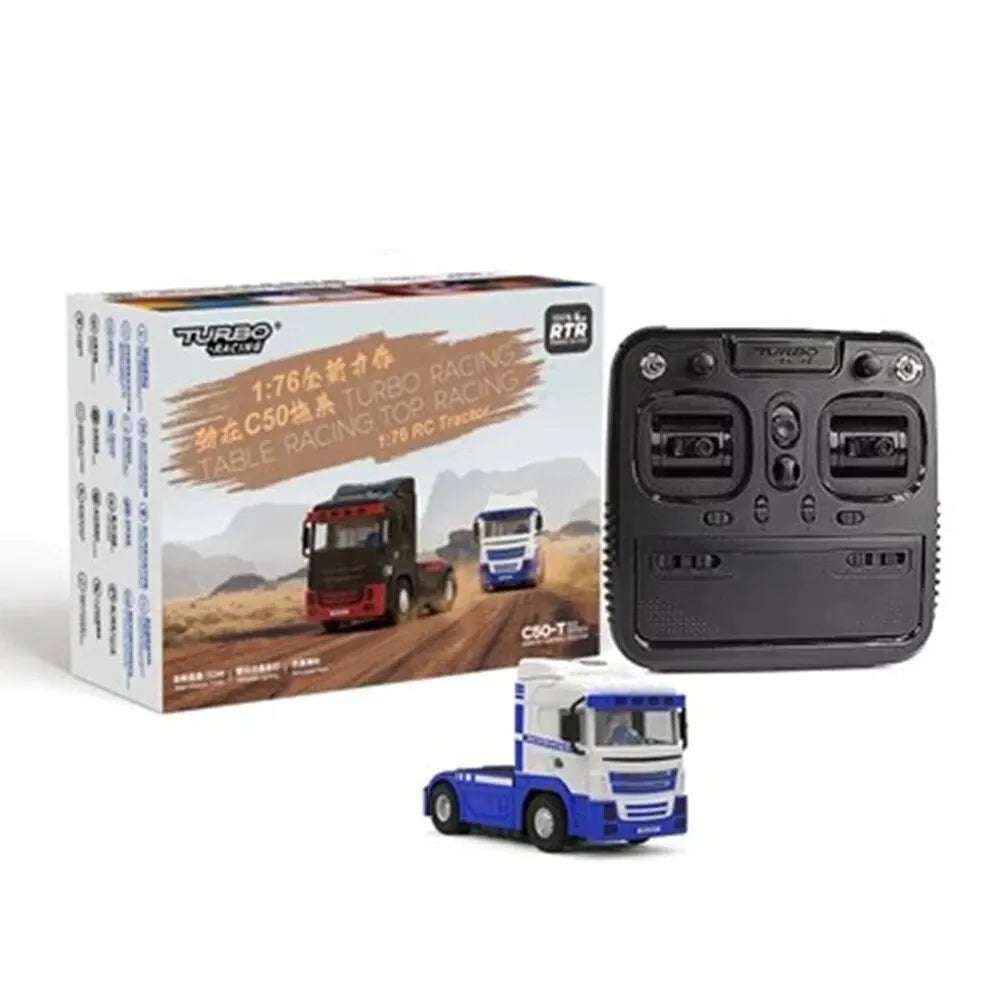 Turbo Racing 1:76 Scale C50 RC Semi Truck Trailer with Remote Control - Perfect for Kids, Collectors & Indoor Racing Fun