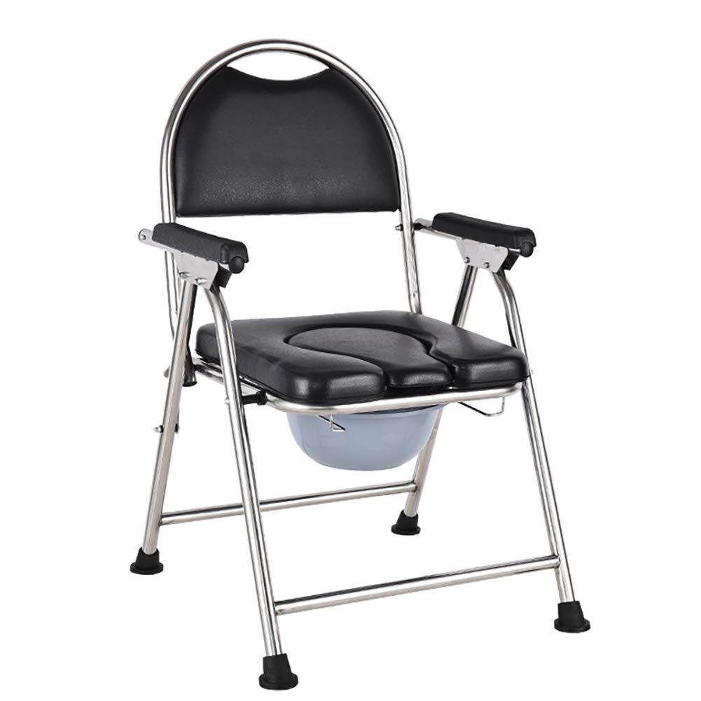 Foldable Bedside Commode & Portable Toilet with Soft Padded Seat - Adjustable Height Raised Toilet Riser for Elderly, Disabled & Pregnant Women - Ideal for Home Care, Post-Surgery Recovery & Mobility Assistance