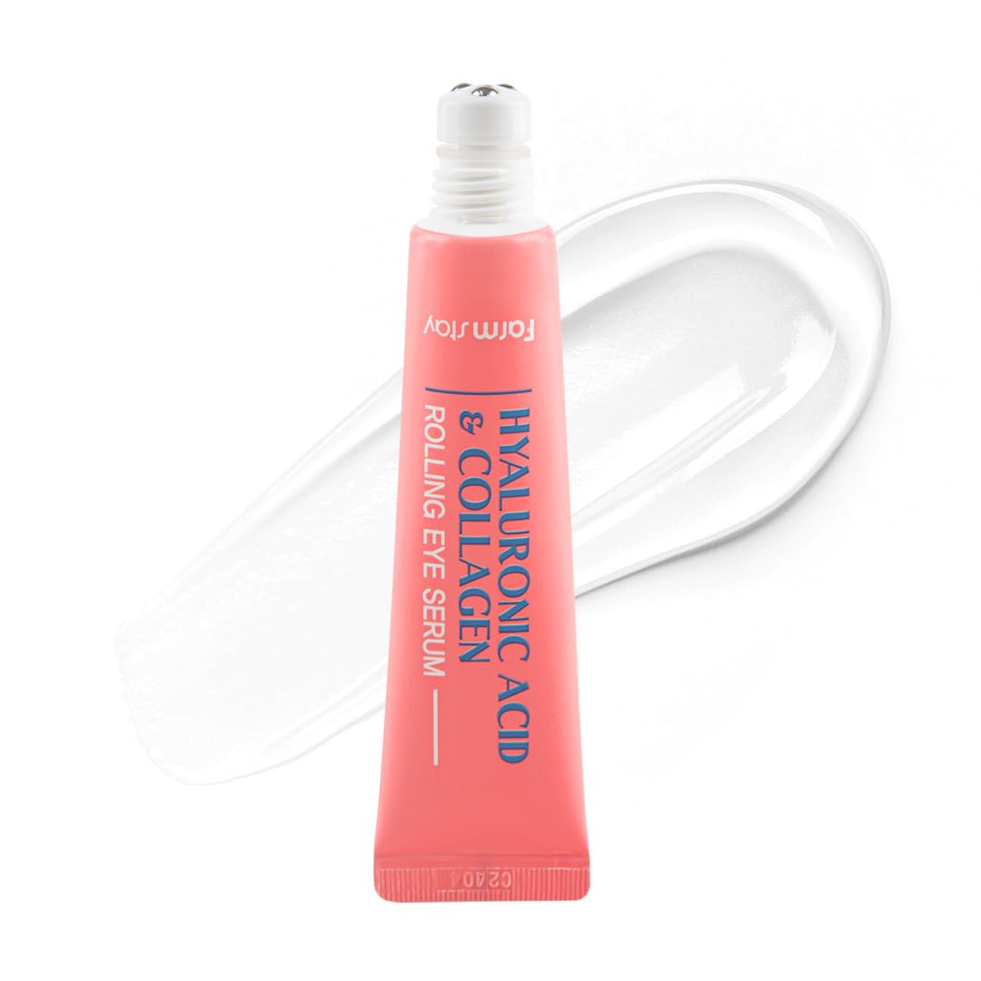 Farmstay Hyaluronic Acid Roll-on Eye Serum with 2% Niacinamide & Collagen – Korean Eye Roller for Dark Circles, Puffy Eyes & Wrinkles – Hydrating & Anti-Aging Eye Care – 0.84 fl. oz – Perfect for Morning Routine & Night Skincare