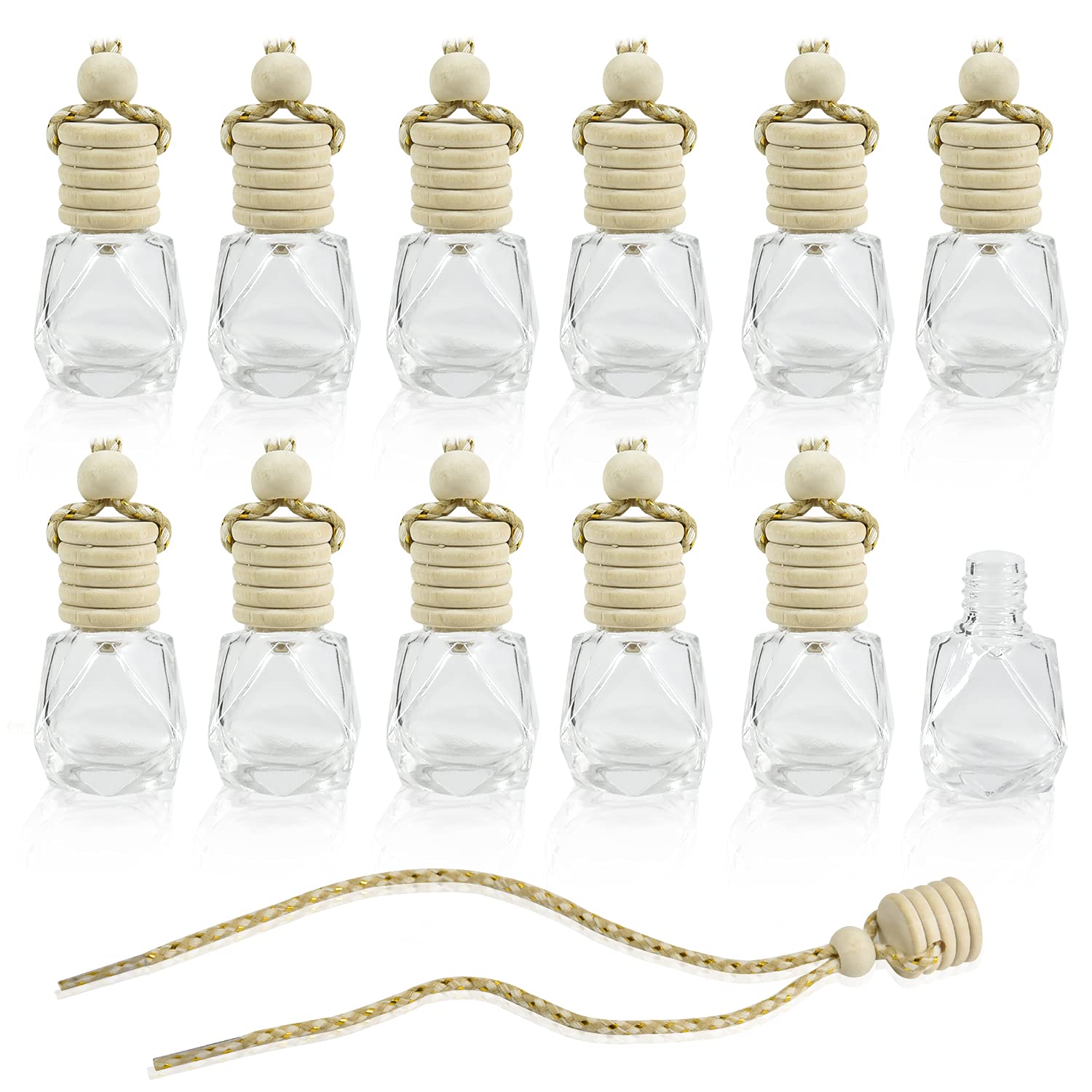12 Pcs Car Air Freshener Perfume Bottles - Aromatherapy Essential Oil Diffuser Hanging Pendants for Auto Decor & Fragrance - Perfect for Cars, Offices, and Home Use