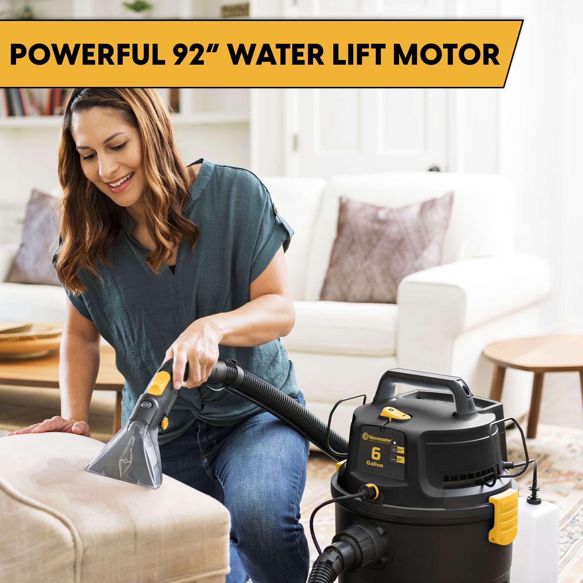 Vacmaster VK609PFR 0201 6 Gallon 5.5 HP 3-in-1 Wet/Dry/Upholstery Shampoo Vacuum Cleaner - Powerful Suction for Carpets, Floors & Furniture Cleaning - Ideal for Home, Garage & Workshop Use