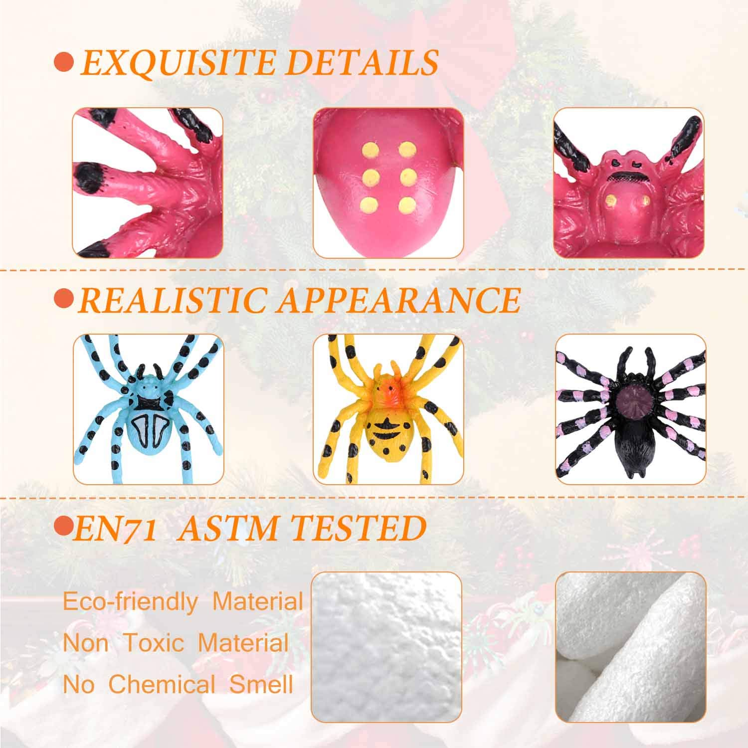 FLORMOON 12-Piece Realistic Plastic Halloween Spider Toy Set - Educational Insect Action Figures for Kids - Perfect for Learning, Birthday Gifts & Halloween Decorations