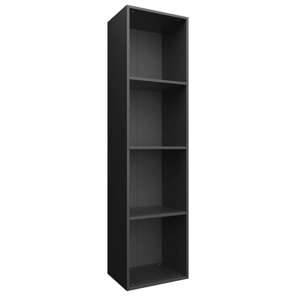 Unfade Memory Book Cabinet - 4 Open Compartment Bookshelf Storage Organizer for Living Room, Bedroom & Home Office - Durable Chipboard Shelf (Black) - Perfect for Storing Books, Decor & Office Supplies