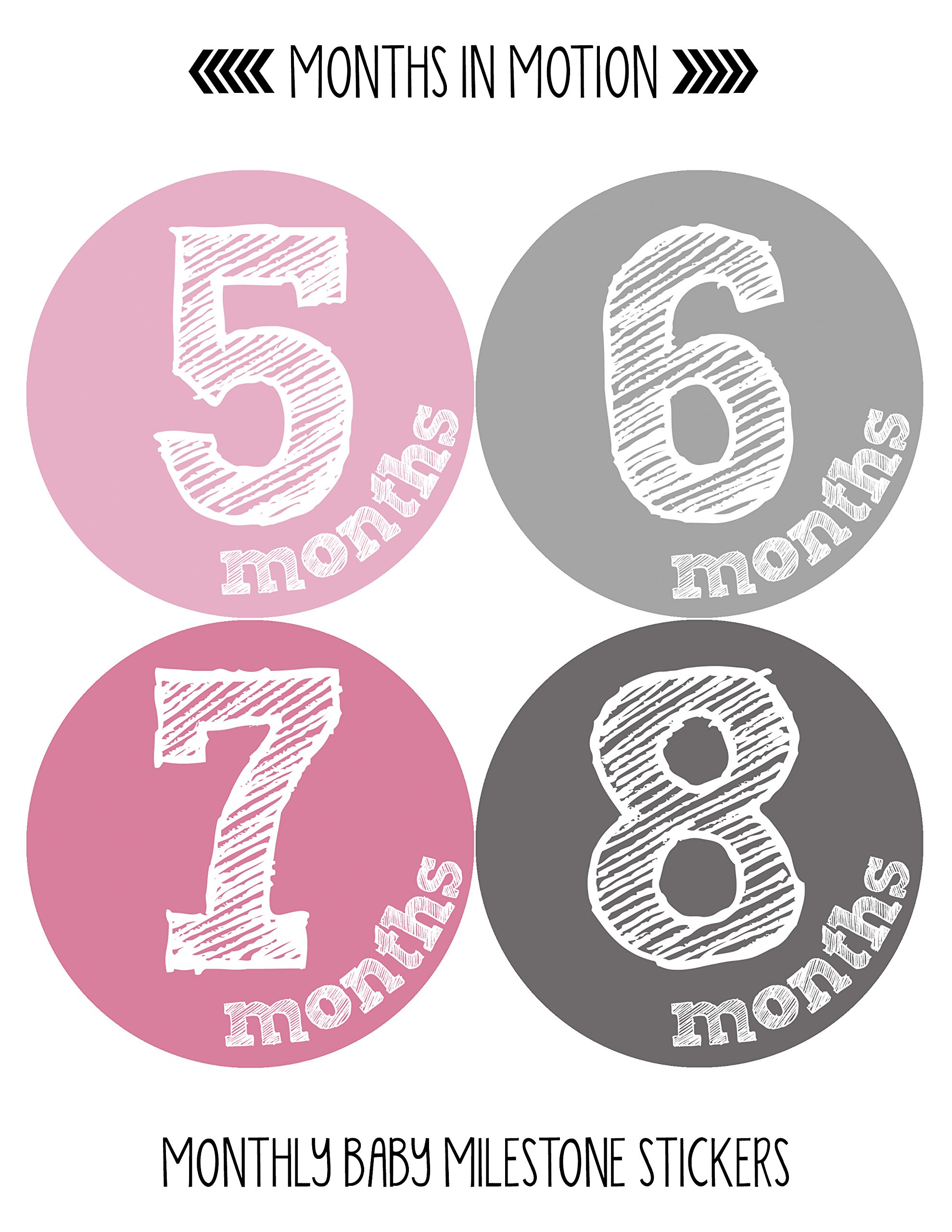Baby Monthly Milestone Stickers Set of 20 - Newborn Girl Growth Tracking Stickers - Cute Monthly Photo Markers for Baby's First Year - Perfect for Baby Albums, Scrapbooking & Monthly Photo Shoots