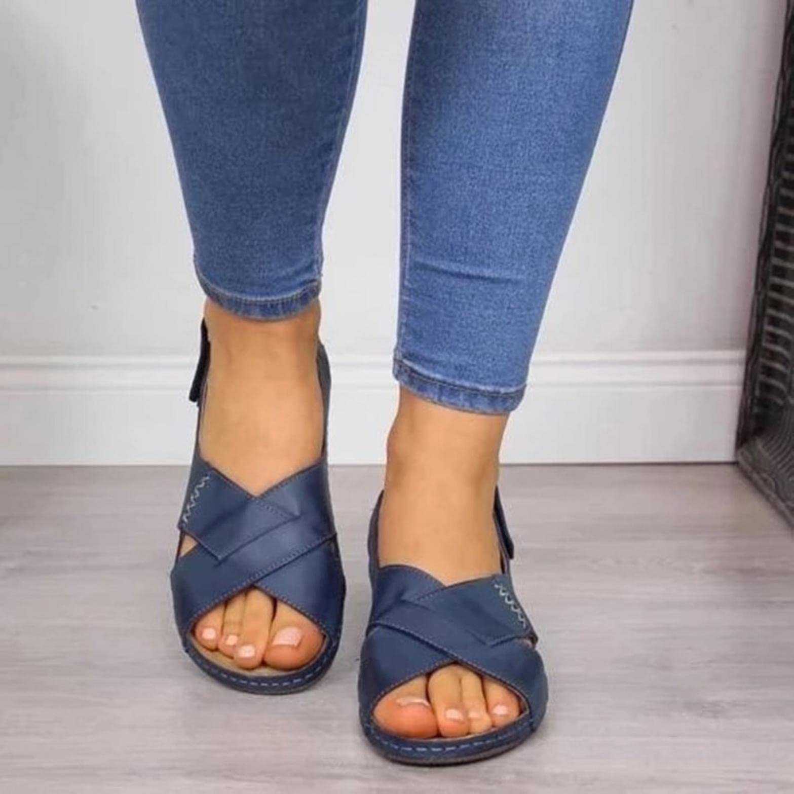 **Women's Arch Support Walking Sandals - Comfortable Soft Casual Beach Sandals with Cushioned Footbed - Perfect for Travel, Hiking & Outdoor Activities**