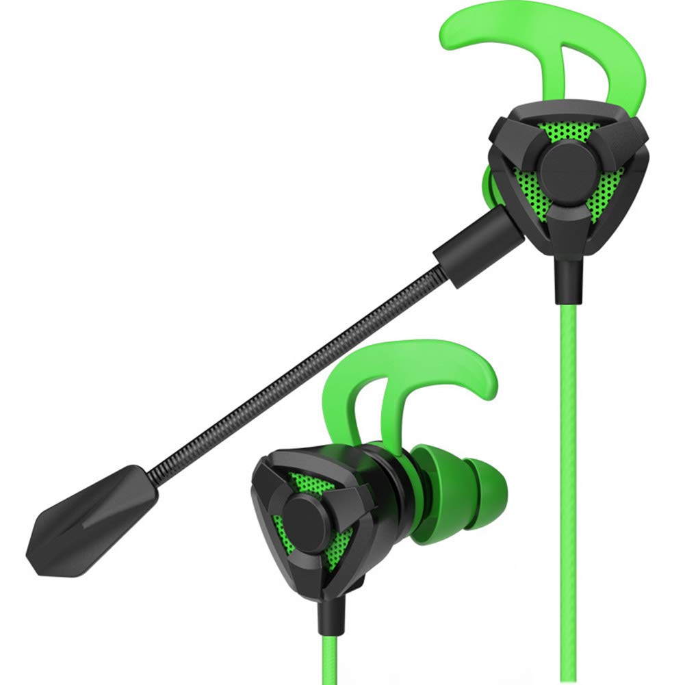 Best Gaming Headset with Dual Mic - Noise Cancelling In-Ear Headphones for PS4, Xbox One, PC, Laptop & Mac (Green) - Perfect for Competitive Gaming & Online Chat