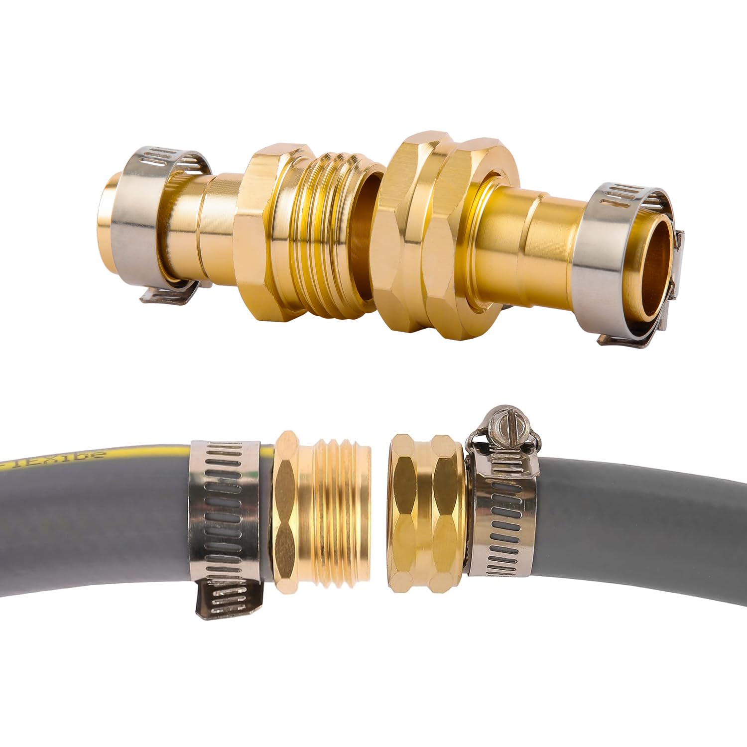 4-Piece Garden Hose Repair Kit with Clamps - 3/4