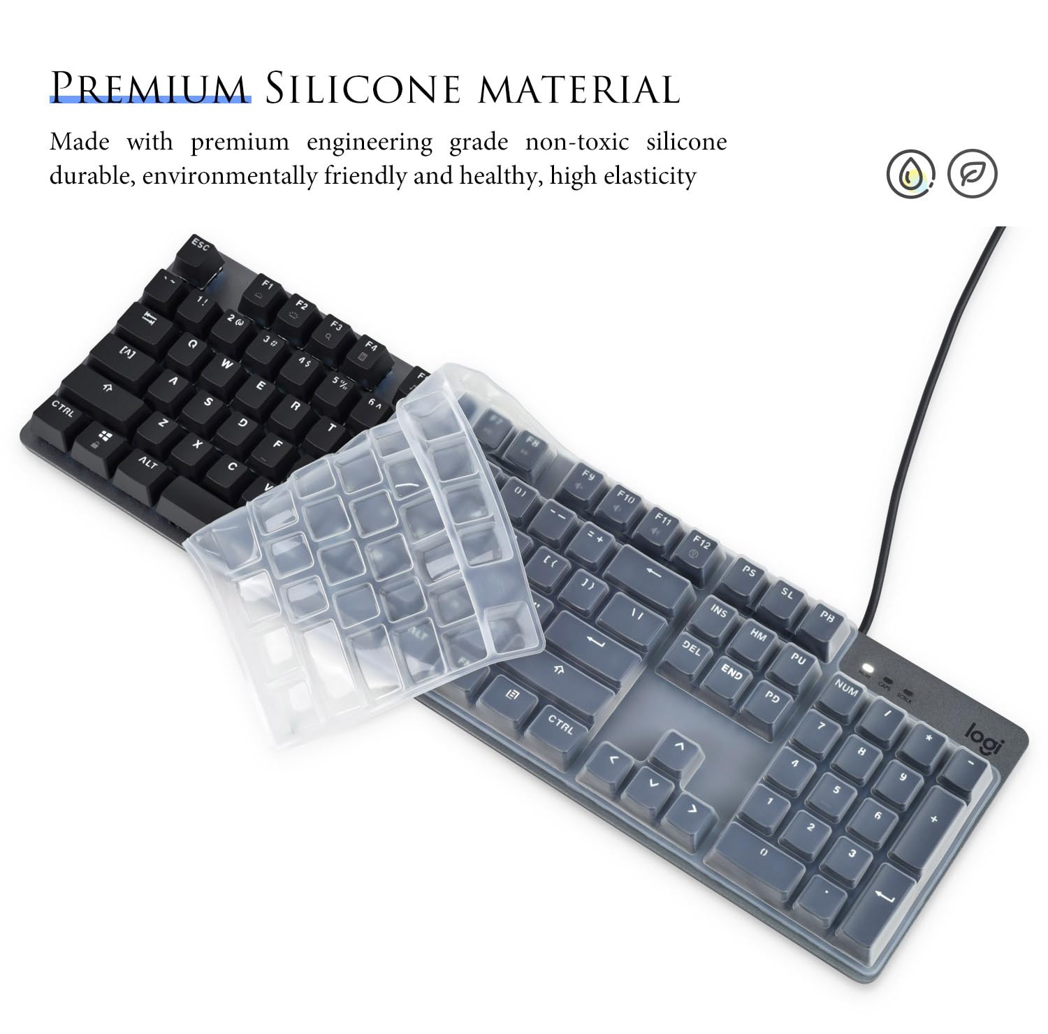 Logitech K845 Keyboard Cover - Ultra Thin Silicone Skin Protector for Mechanical Illuminated Keyboard | Clear PC Accessory for Dust & Spill Protection | Perfect for Office, Gaming & Home Use