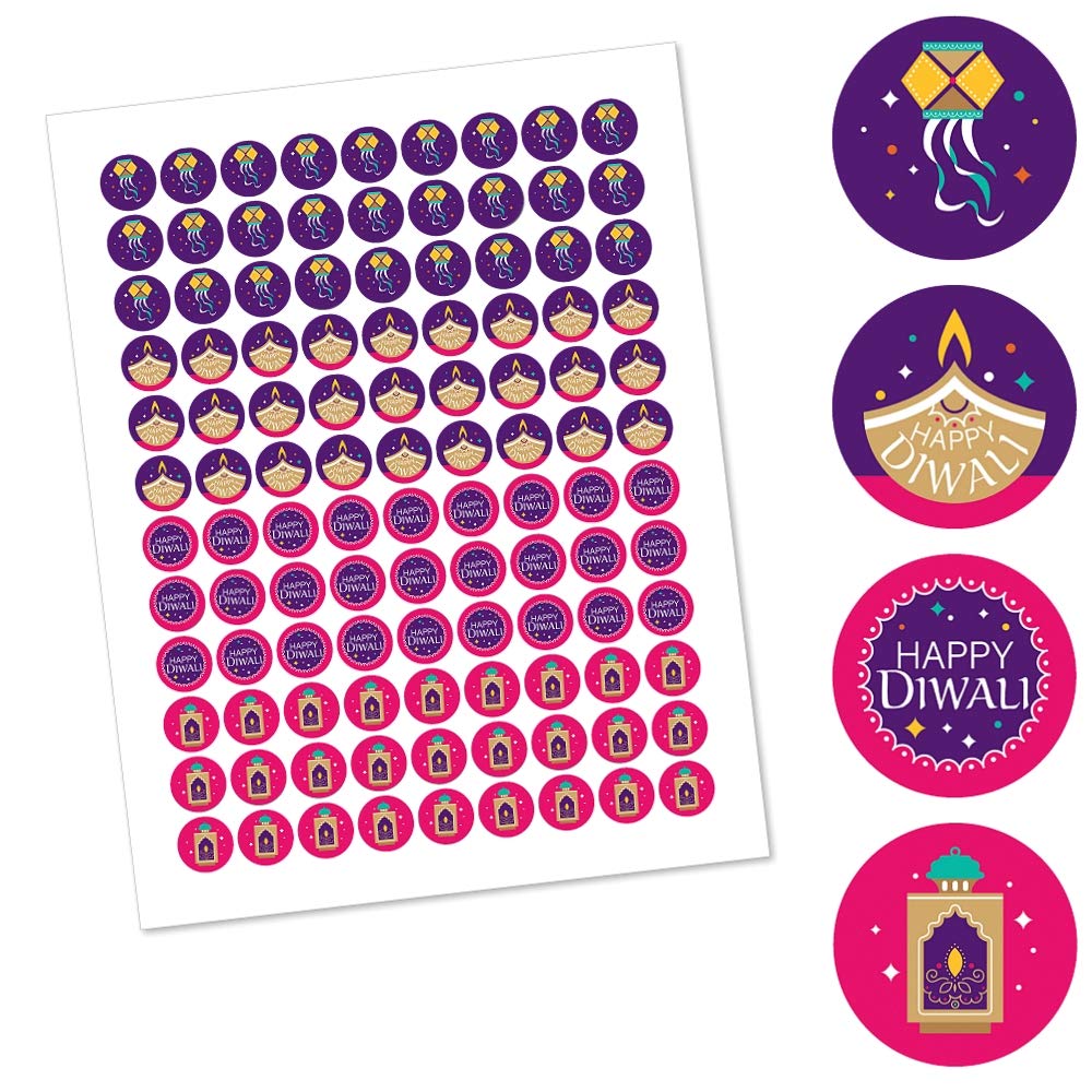 Happy Diwali Candy Stickers - 108 Round Labels for Chocolate & Party Favors - Festival of Lights Celebration Decorations - Perfect for Diwali Parties, Gift Wrapping & Sweet Treats