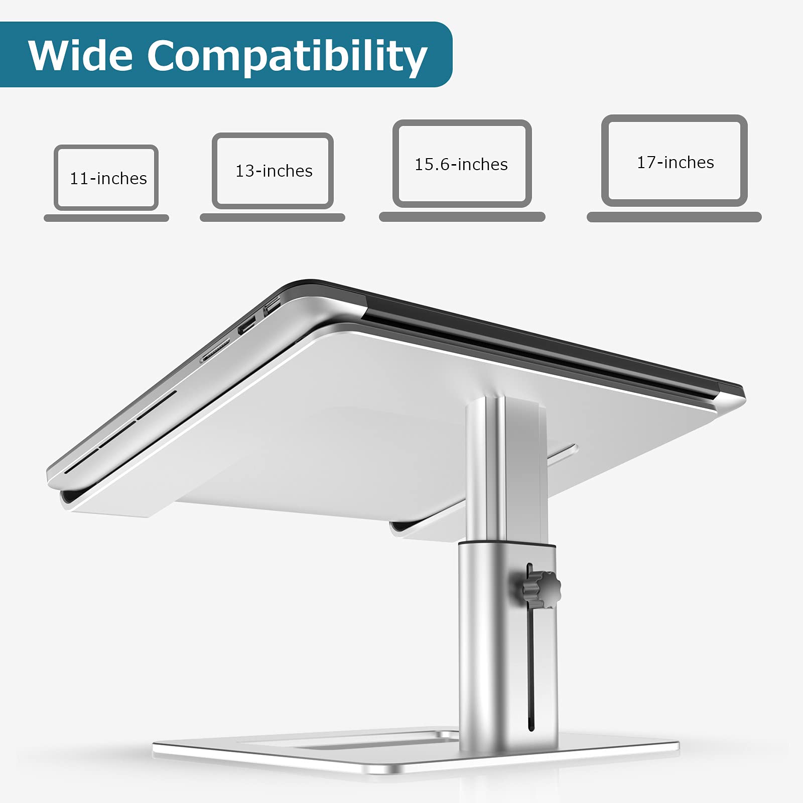 GOKEDA Aluminum Laptop Stand for Desk - Adjustable & Portable Laptop Riser with Ventilation - Ergonomic MacBook Stand for MacBook Air Pro, Dell, HP, Lenovo, Samsung & More 11-17