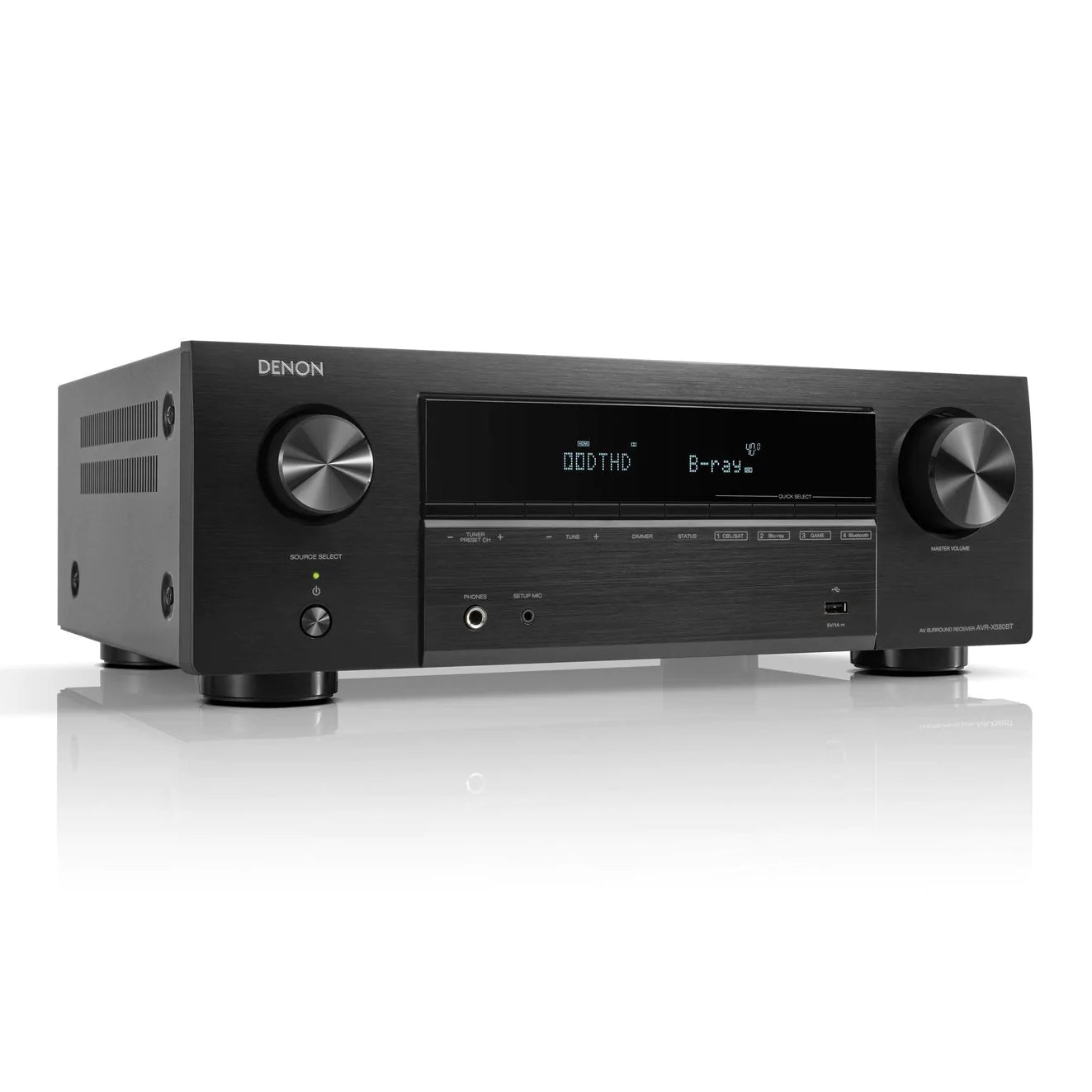 Denon AVR-X580BT 5.2 Channel 8K Ultra HD AV Receiver with Bluetooth - Home Theater System for Movies, Music & Gaming