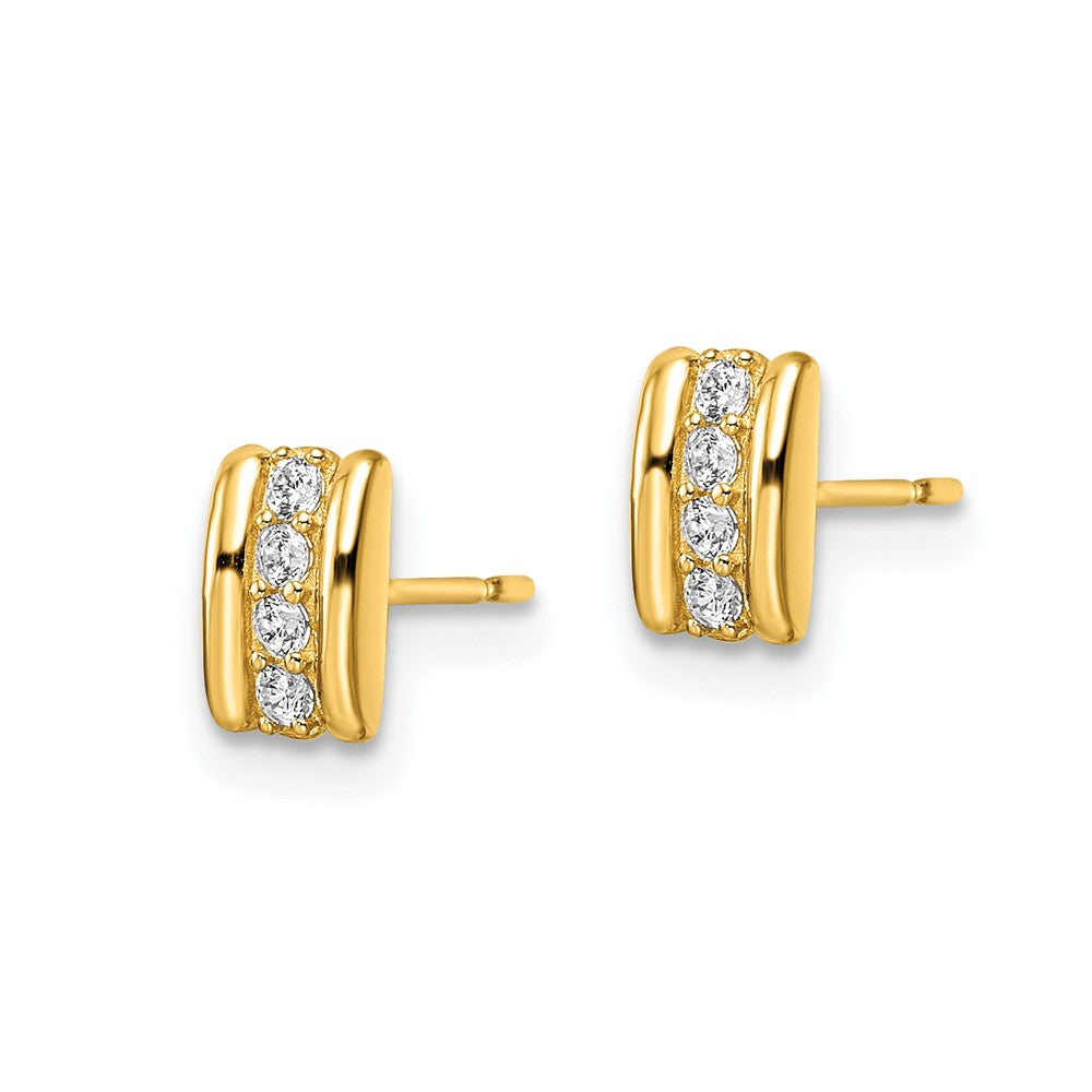 14K Gold Plated CZ Stud Earrings for Women - Elegant Cubic Zirconia Post Earrings - Perfect for Weddings, Parties & Everyday Wear (Model YE1987)