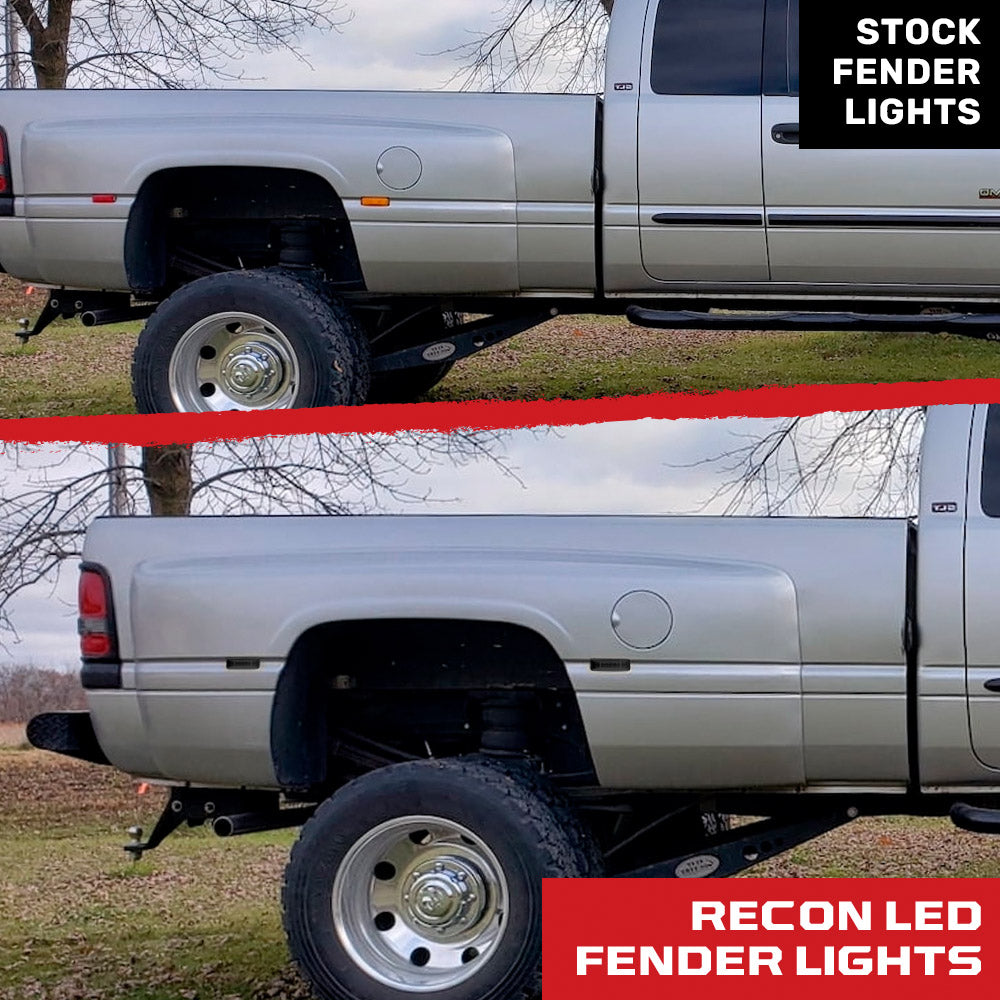 94-01 Dodge RAM Red & Amber LED Fender Lights - 4 Piece Set with Smoked/Clear Lens | Durable Off-Road Lighting for Trucks & SUVs