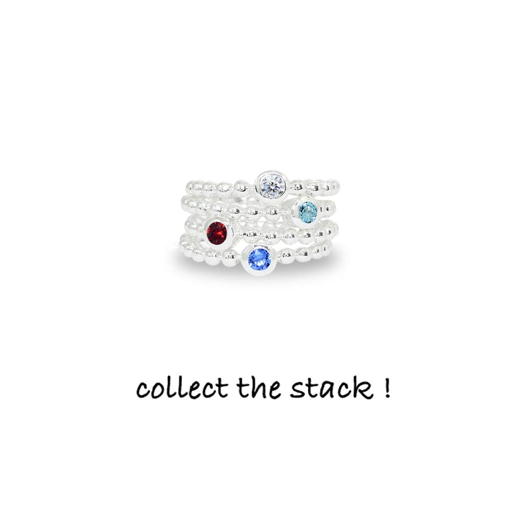 Sterling Silver Stack Ring with Crystals for Women - Elegant & Stylish Jewelry for Parties