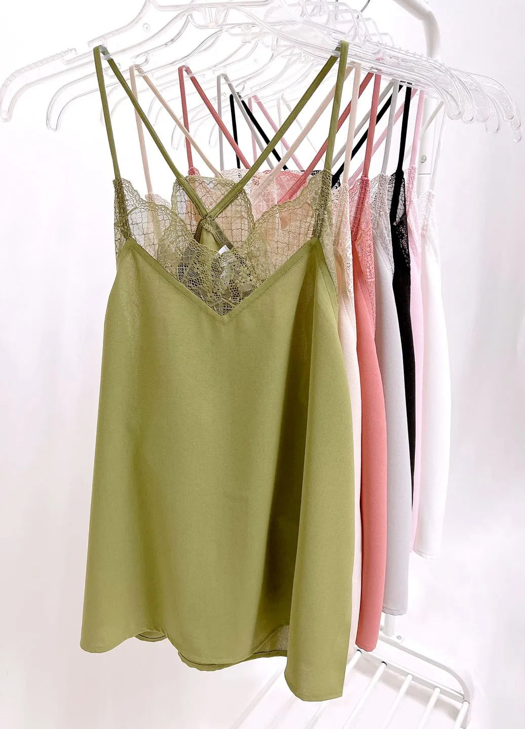 BiBi Lace Cami Solid Tank Top for Women - Sexy Lace Trim Sleeveless Blouse - Perfect for Date Night, Party & Summer Outfits