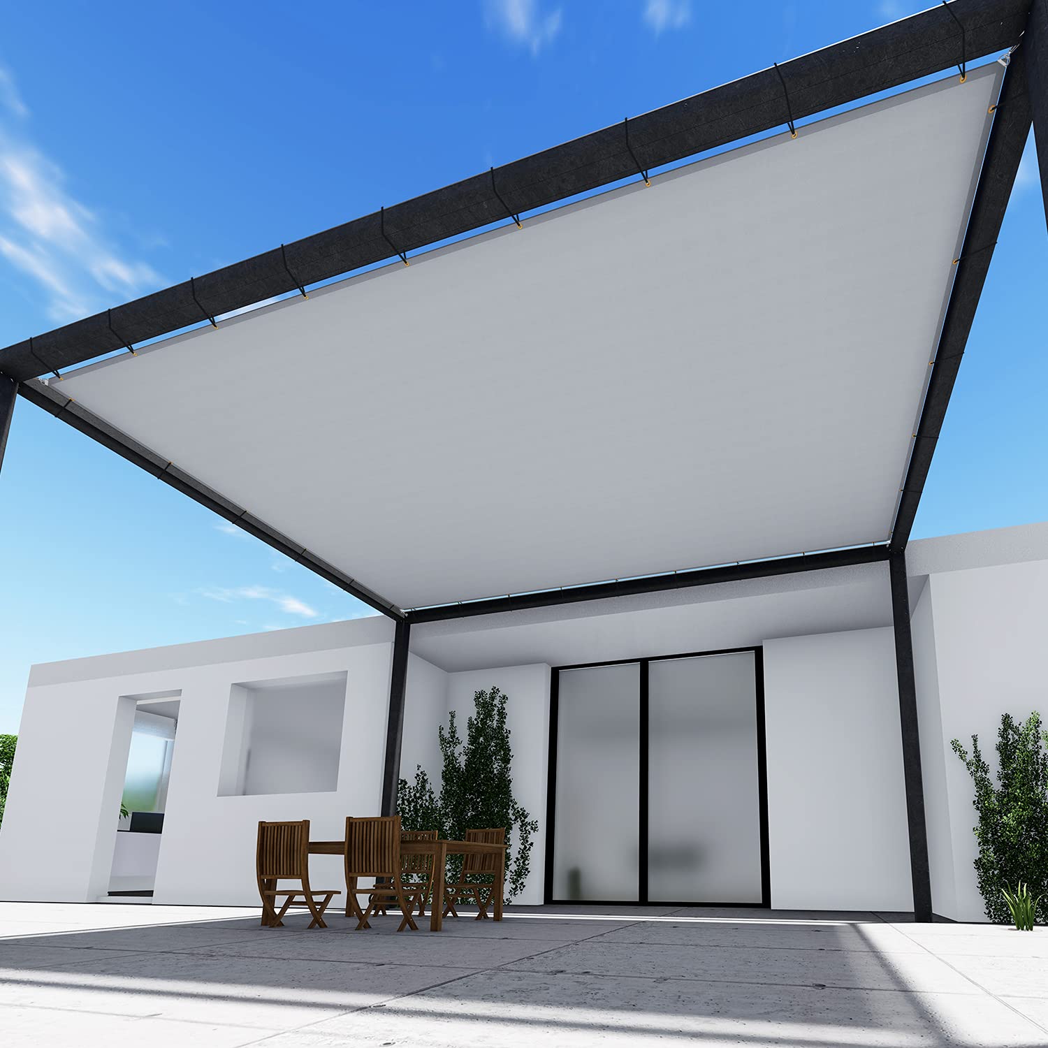 Sunshades Depot 4'x19' Rectangle UV Block Sun Shade Sail - 260 GSM Waterproof Canopy with Grommets, Light Gray Pergola Cover for Patio, Garden, and Poolside (Custom Sizes Available)