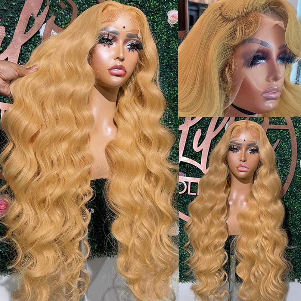 30 Inch Honey Blonde Lace Front Wig Human Hair - Pre Plucked with Baby Hair, 200% Density, 13x4 Lace Frontal, Body Wave | Natural Looking Blonde Wigs for Women | Perfect for Cosplay, Daily Wear & Special Occasions