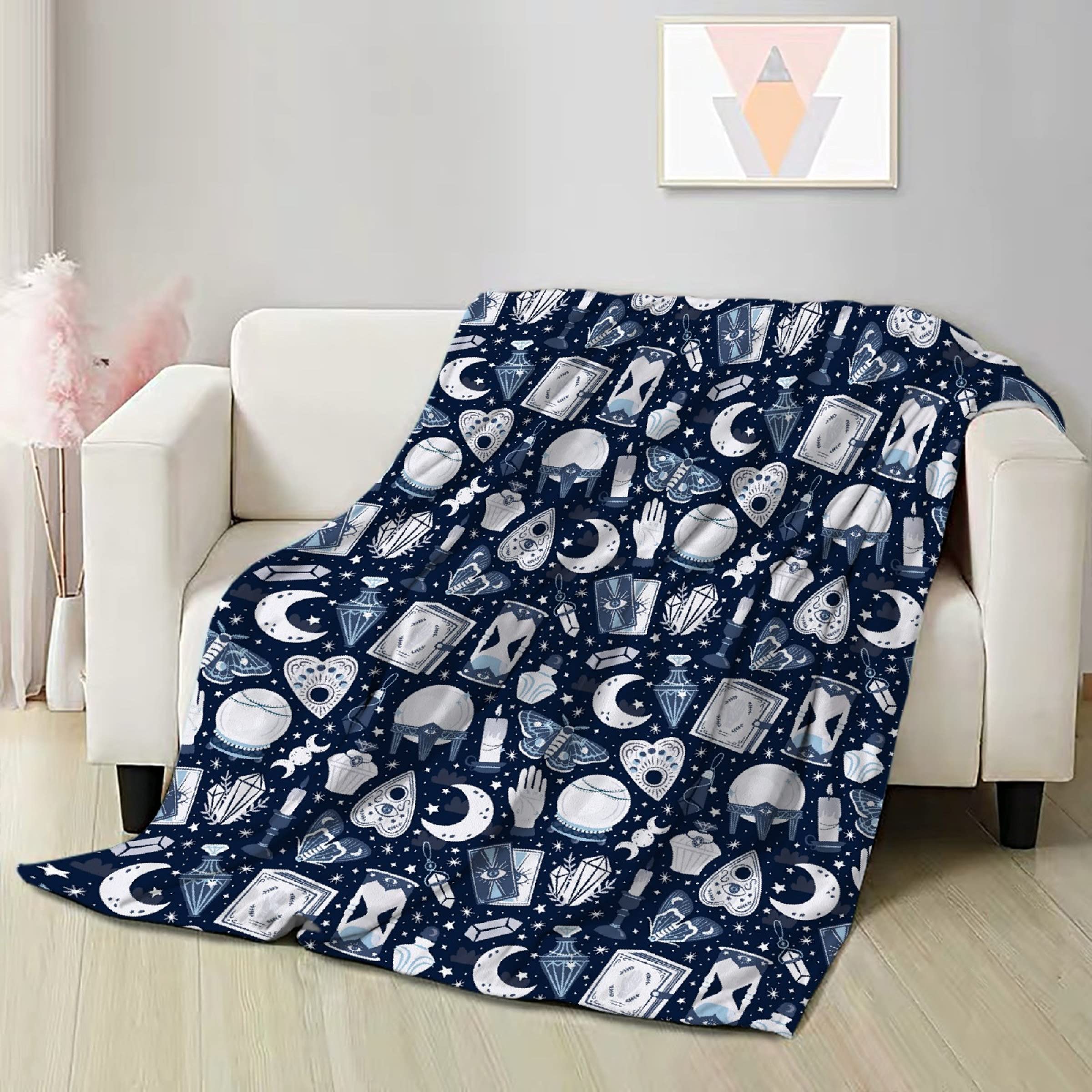 Crystal Ball Tarot Fleece Blanket - No Shedding, Ultra Soft & Warm Lightweight Throw (60x50 Inches) - Perfect for Bed, Sofa, Couch, Car & Meditation Reading Sessions