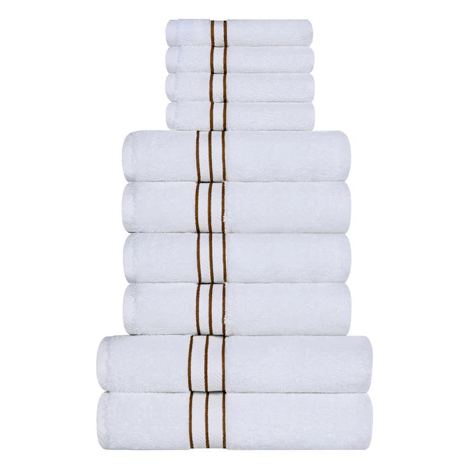 Premium Turkish Cotton Ultra Plush 10-Piece Bath Towel Set - Super Absorbent & Soft for Spa, Beach & Luxury Bathroom Use