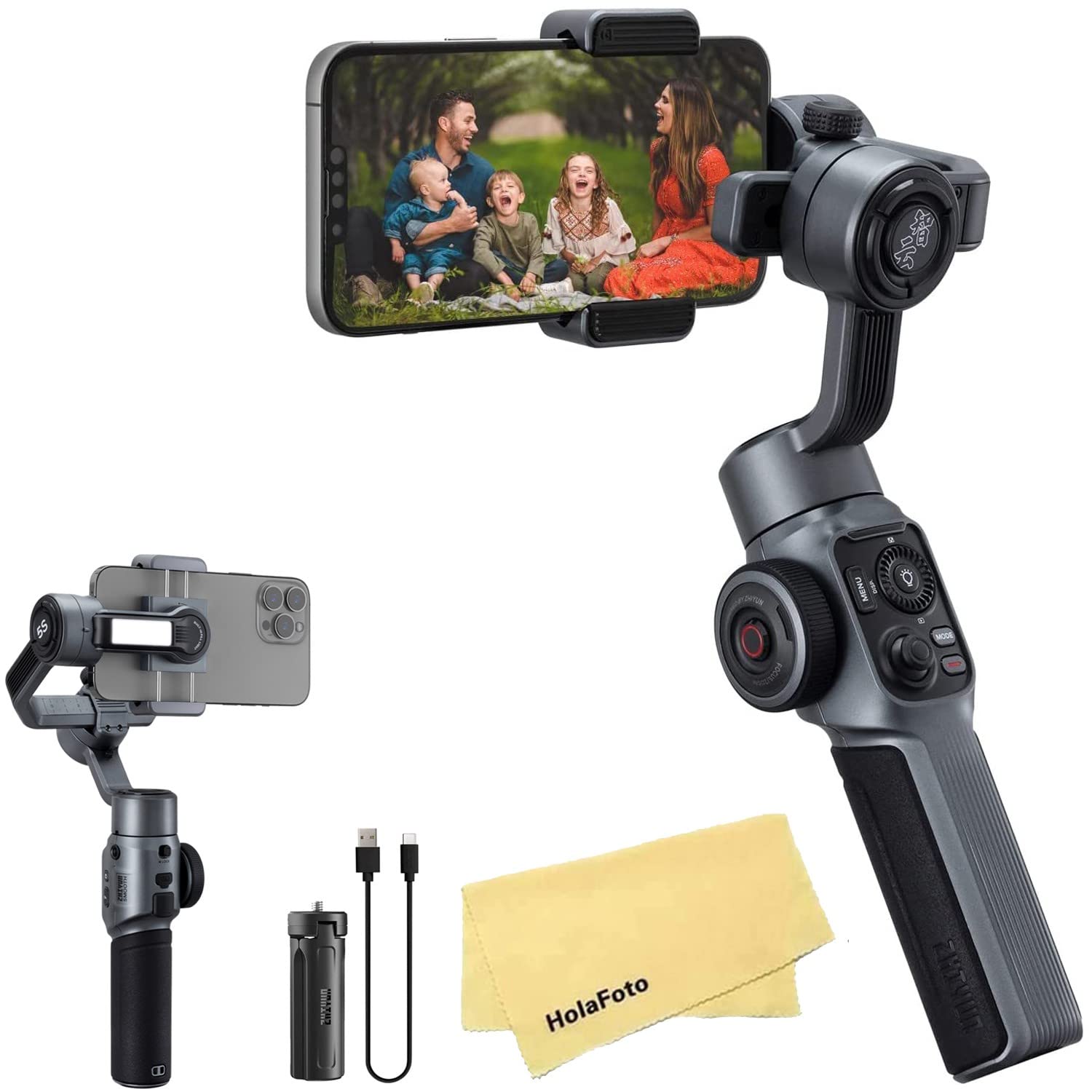 Zhiyun Smooth 5S 3-Axis Smartphone Gimbal Stabilizer - Upgraded Version for iPhone 14/13/12/11 Pro Max/SE2/XS/XR/X/8 Plus & Android Phones - Perfect for Vlogging, YouTube, TikTok & Social Media Content Creation