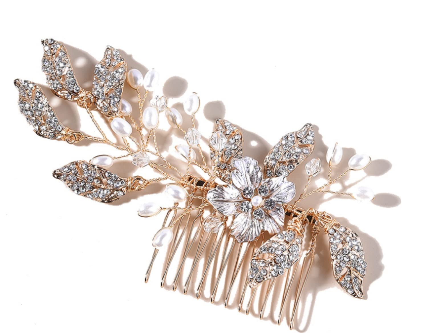 RUVOO Bridal Hair Side Comb - Wedding Hair Clip with Flowers for Women & Girls - Elegant Bride Hair Accessories for Weddings, Prom, Parties & Special Occasions