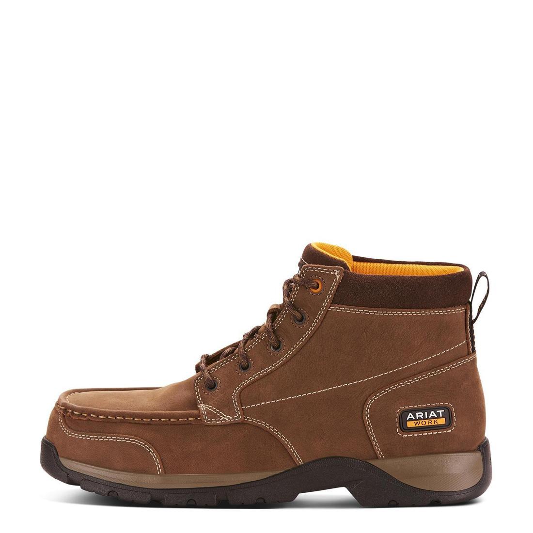 Dark Brown Edge LTE Composite Toe Chukka Work Boots for Men - Lightweight, Slip Resistant & Electrical Hazard Safe - Perfect for Construction, Warehouse & Outdoor Work