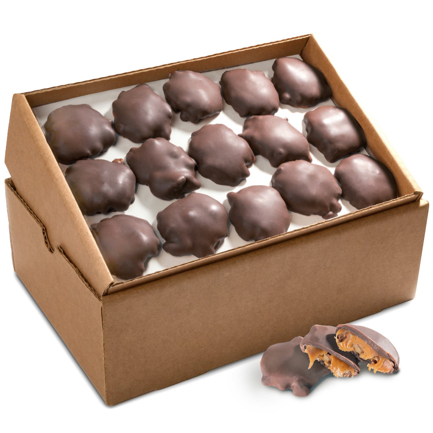 5 lb Bulk Dark Chocolate Caramel Pecan Clusters - Gourmet Gift Box for Holidays, Parties & Corporate Gifting | Rich Chocolate Candy with Caramel & Pecans