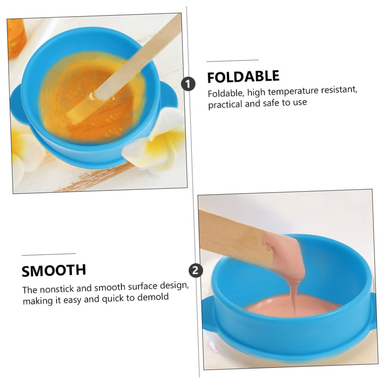NUOBESTY 2 Pack Foldable Wax Melting Bowls - Reusable Hair Removal Wax Warmer Containers for DIY Waxing at Home | Perfect for Eyebrow, Leg & Bikini Waxing