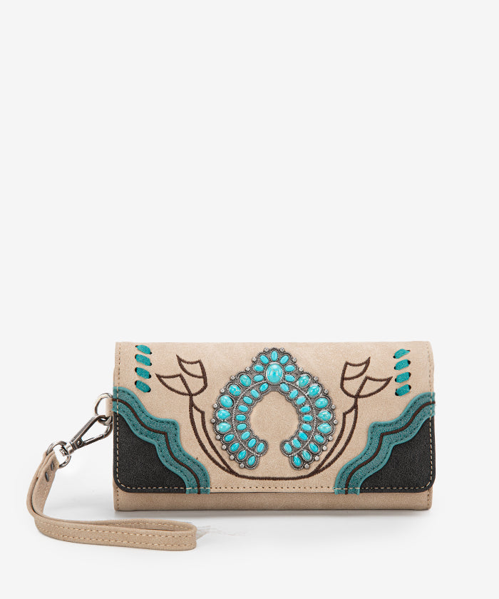 Montana West Turquoise Concho Wristlet Clutch Purse - Stylish Western Handbag for Women | Perfect for Parties, Weddings & Everyday Use