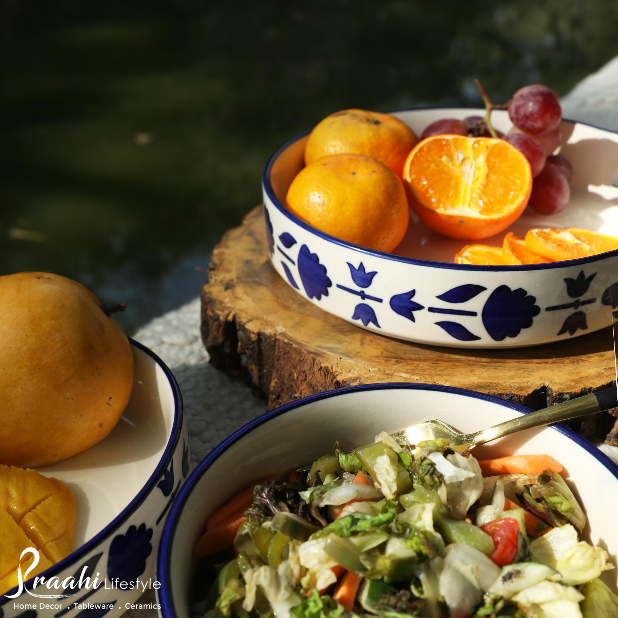 Praahi Lifestyle 3-Piece Ceramic Salad Bowl Set - 5.5