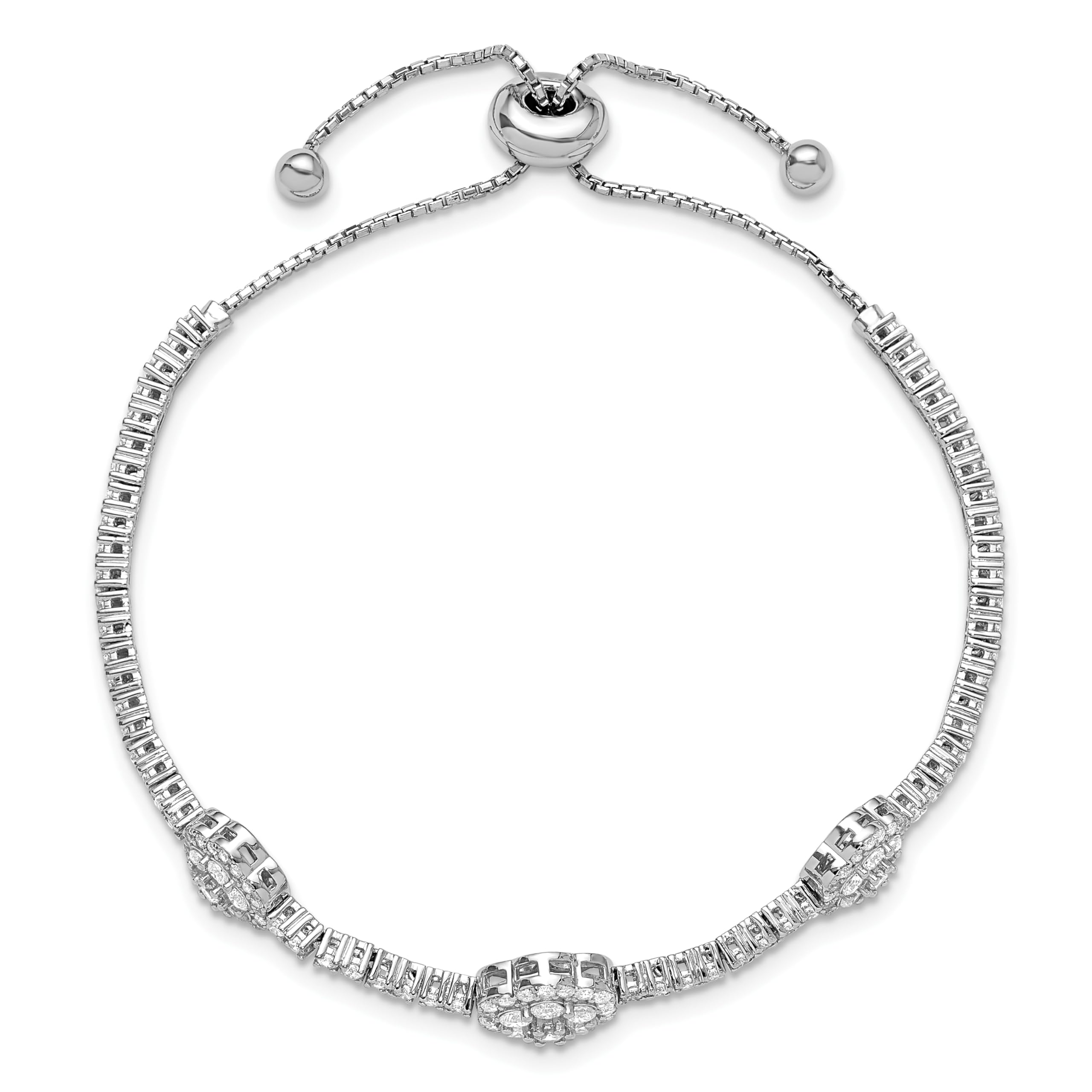 IceCarats 925 Sterling Silver Cubic Zirconia CZ Adjustable 5-9 Inch Wrap Charm Bracelet for Women - Elegant Jewelry Gift for Birthday, Anniversary & Special Occasions
