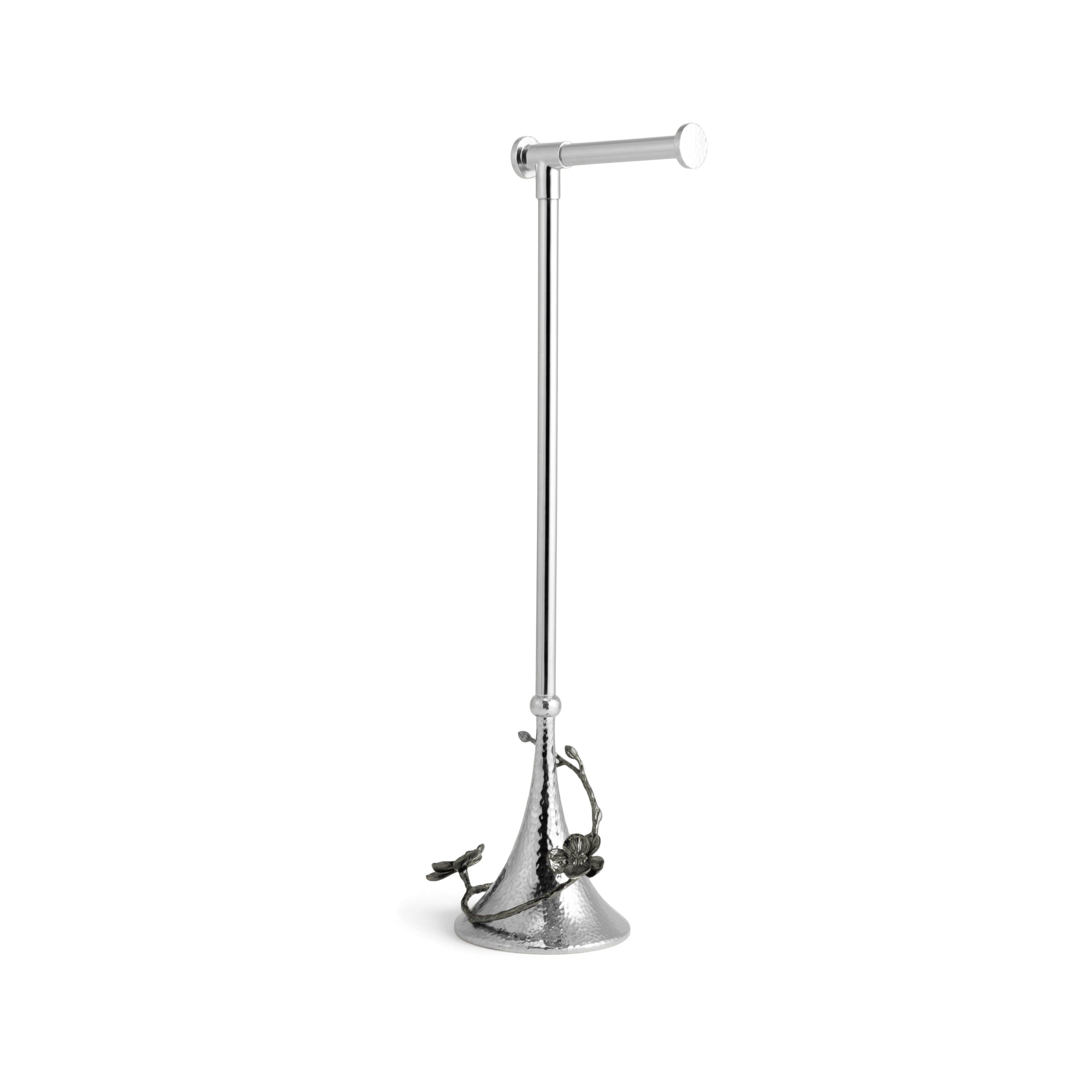Black Orchid Toilet Paper Holder - Elegant Bathroom Tissue Roll Stand with Metal Base - Perfect for Modern Bathroom, Guest Room, and Powder Room Decor