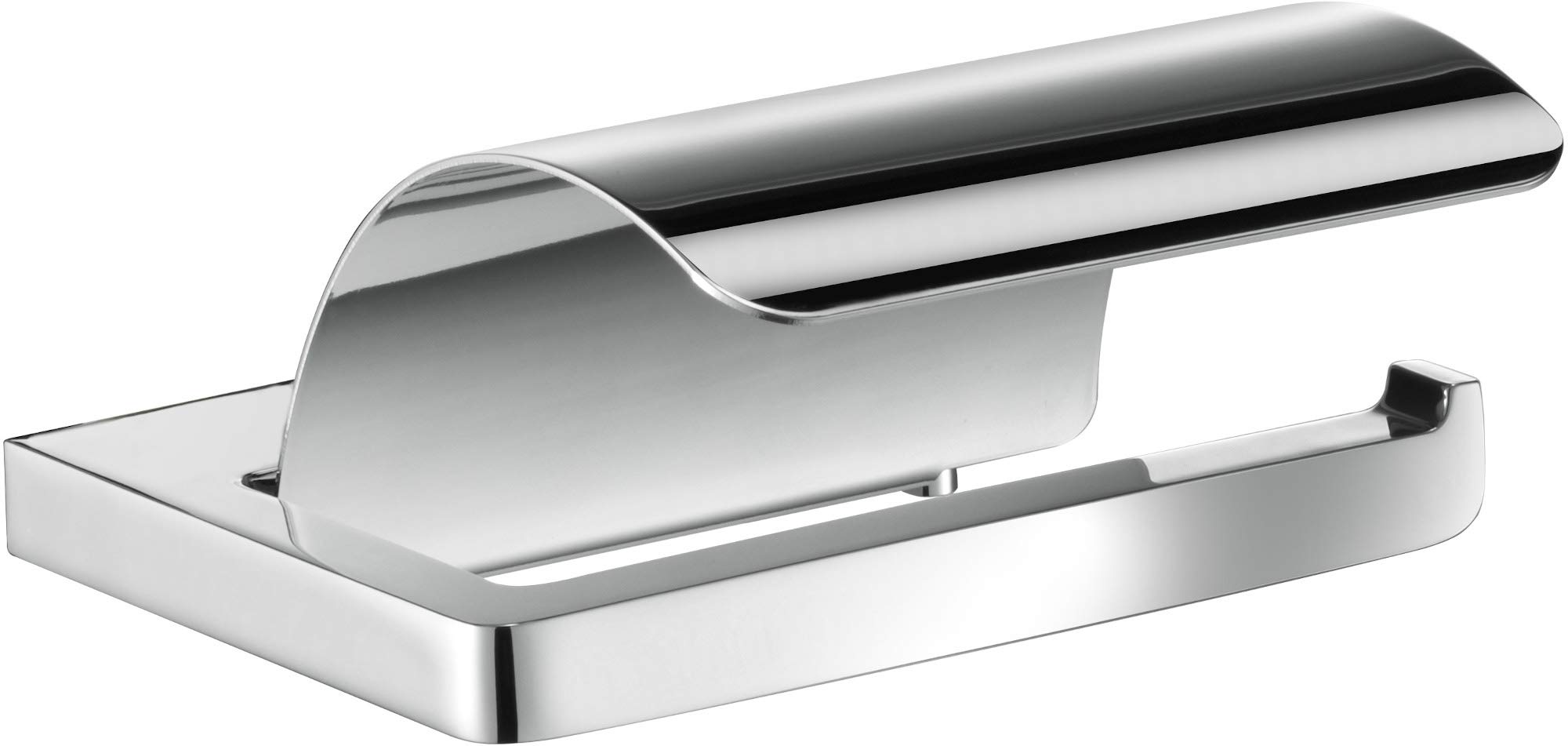 Moll - 100mm Chrome Toilet Paper Holder with Lid - Bathroom Tissue Roll Dispenser for Home, Office & Restrooms