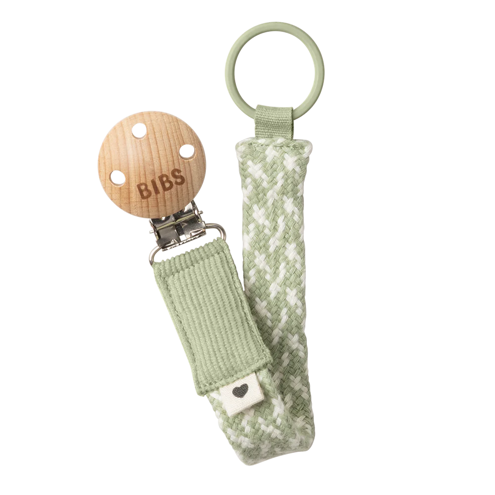 BIBS Pacifier Clip - Stylish Sage & Ivory Baby Pacifier Holder for Newborns & Toddlers | Perfect for Strollers, Car Seats & Diaper Bags