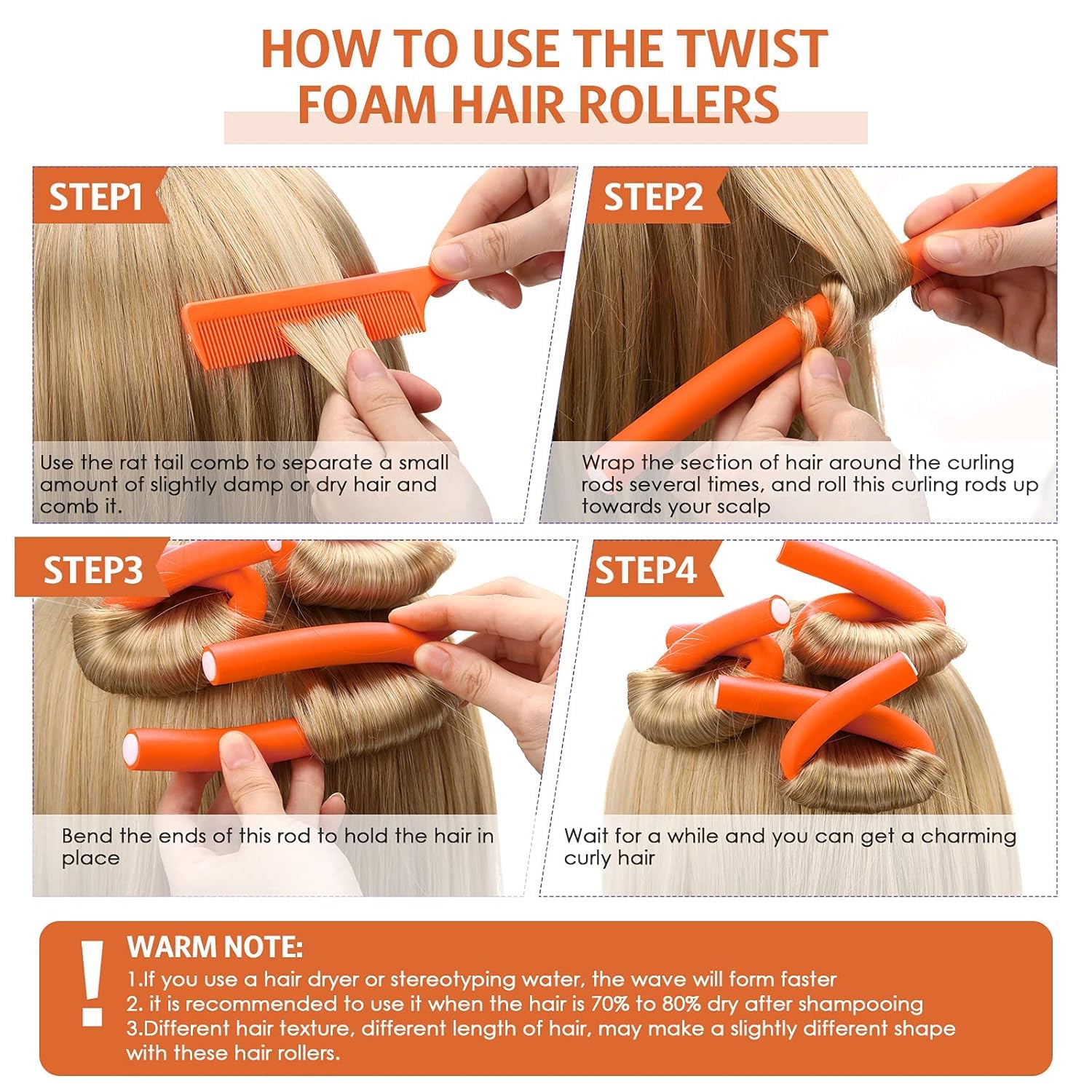 Soft Foam Hair Rollers No Heat - 6 Pack Flexible Curling Rods for Women & Girls, Perfect for Overnight Styling of Long & Short Hair | Home Use & Travel Friendly