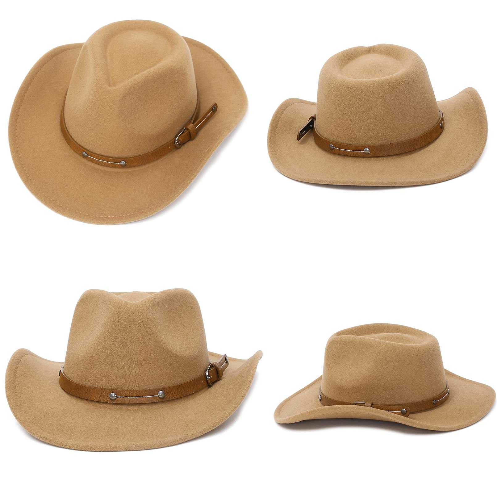 GEMVIE Crushable Roll-Up Western Cowboy Hat for Men & Women - Classic Wide Brim Cowgirl Hat with Belt Buckle - Perfect for Rodeo, Country Music Festivals & Outdoor Adventures