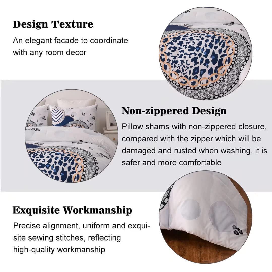 Shatex 2-Piece Twin Comforter Set - Ultra Soft All-Season Polyester Bedding with Leopard Print - Blue & Grey - Perfect for Kids' Rooms, Dormitories & Cozy Bedroom Decor