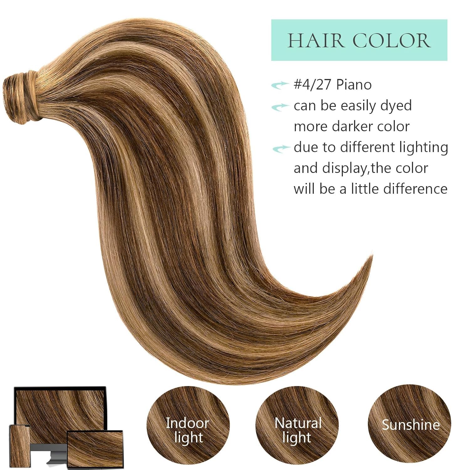 Loxxy 20 Inch Human Hair Ponytail Extensions - 90g Chocolate Brown Mixed Strawberry Blonde, Natural Hair Ponytail with Magic Paste for Women | Perfect for Parties, Weddings & Everyday Styling