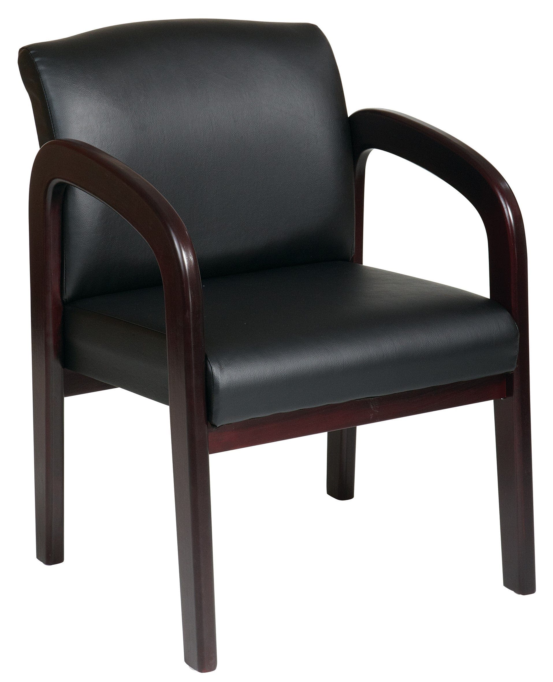 Premium Mahogany Finish Wood Visitor Chair [WD383] - Elegant Office Seating for Guests & Reception Areas