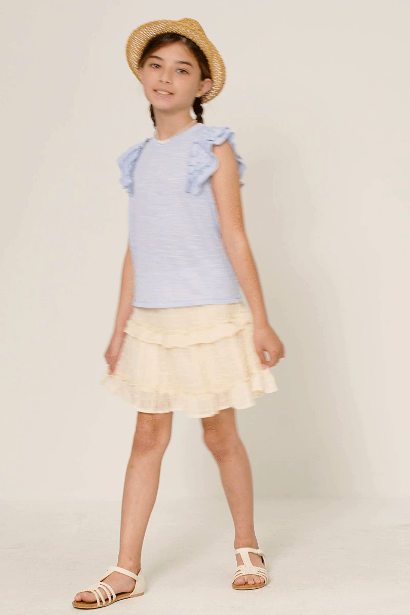 Marled Textured Ruffle Knit Tank Top for Women - Stylish Summer Blouse for Casual Outings & Beach Wear