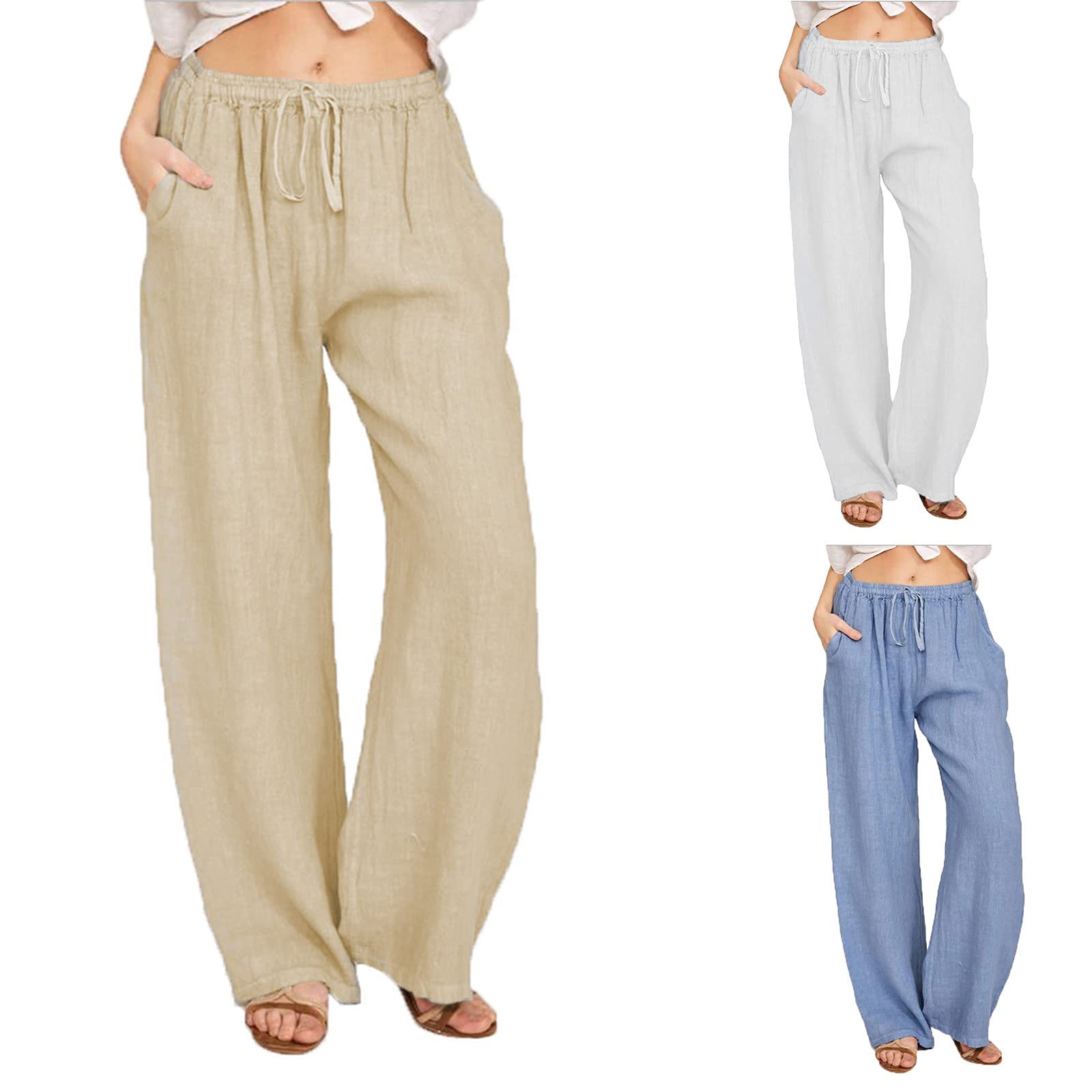 Fiudx Women's High Waist Casual Pants - Stretchy Tapered Work Trousers with Drawstring & Pockets | Perfect for Office, Travel & Everyday Wear