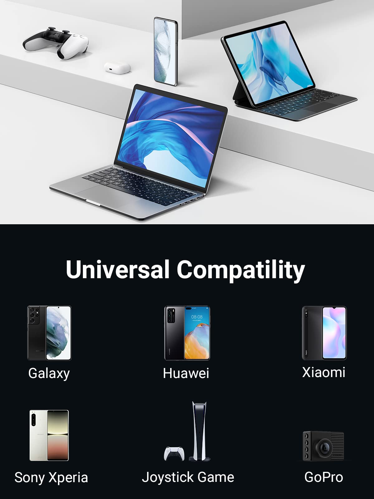 UGREEN 90 Degree Right Angle USB A to USB C Cable 3A Fast Charging Cable (6.6ft/2M) - Compatible with iPhone 16/15, Samsung Galaxy S24/S23 Ultra, Xiaomi 13, Google Pixel 7/6, Huawei P60/P50 Pro, Nintendo Switch & PS5 - Perfect for Gaming, Travel & Home Charging