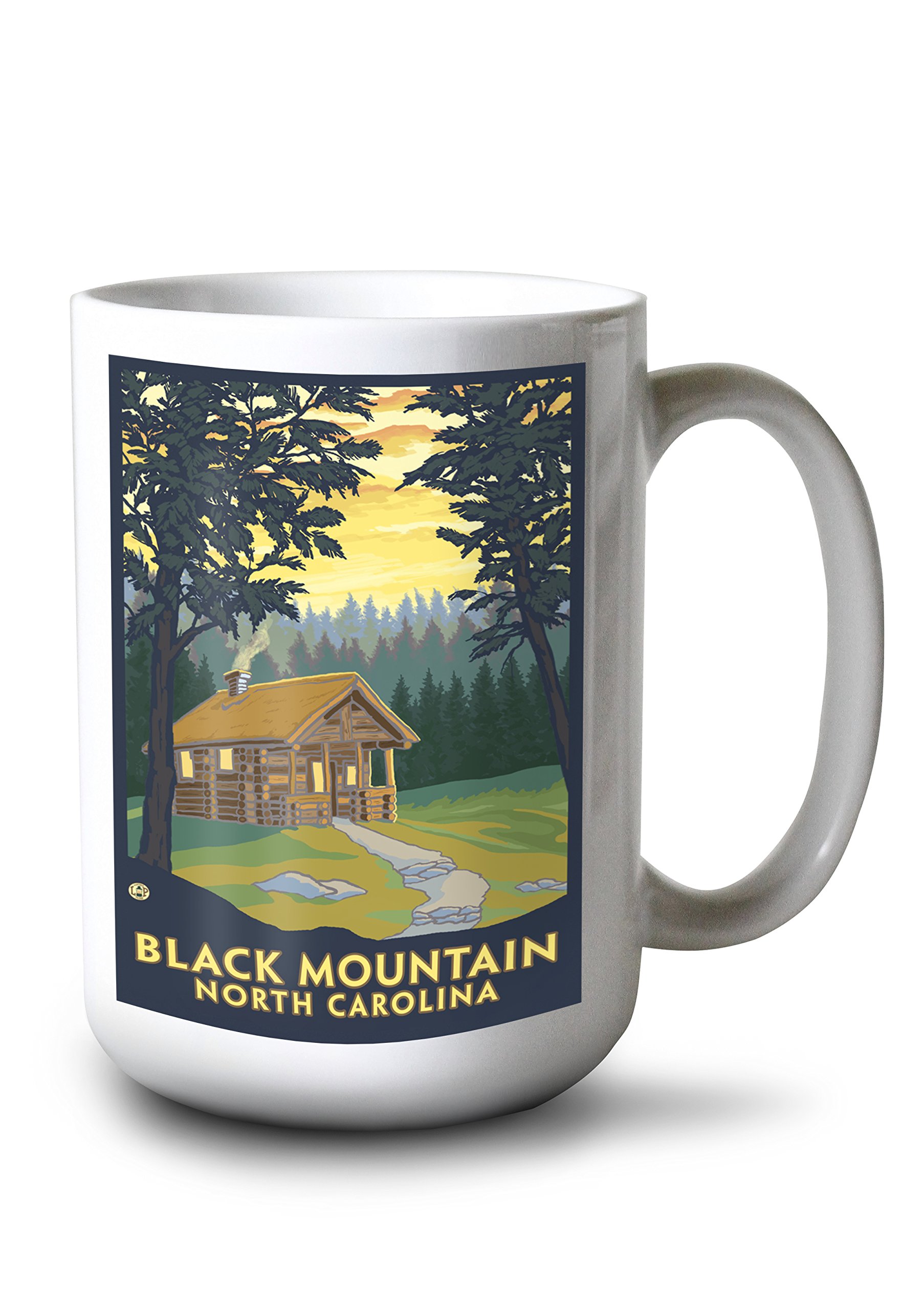 Black Mountain North Carolina Cabin Scene - 15oz White Ceramic Coffee & Tea Mug - Dishwasher & Microwave Safe - Perfect for Camping, Home & Office Use